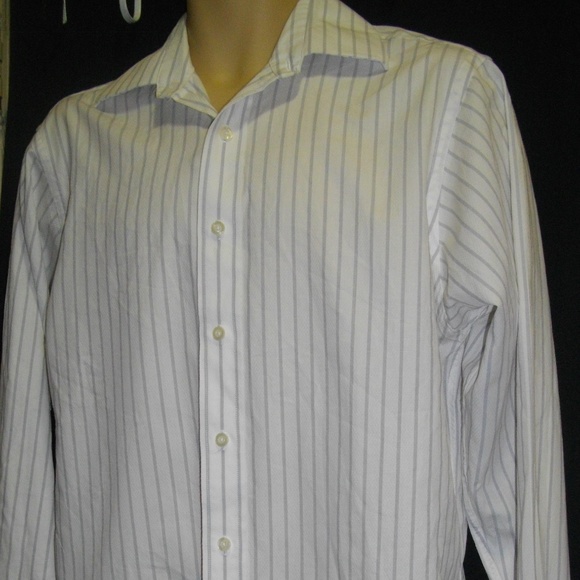 Michael Michael Kors White Gray Pin Stripes Shirt - Picture 5 of 7